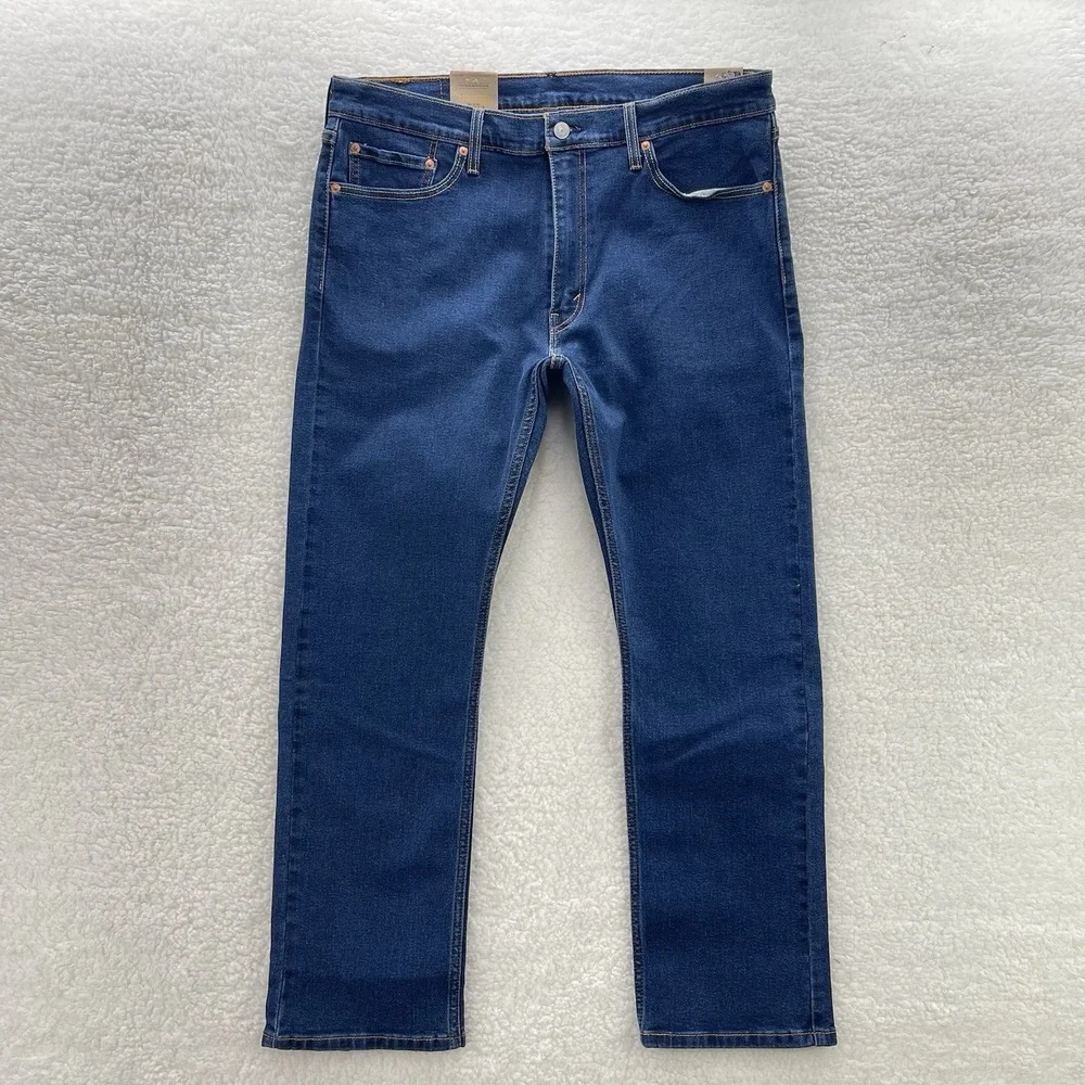 Levis Jeans Mens 36x30 Blue 514 Straight Fit Medium Wash Denim Grunge Cowboy